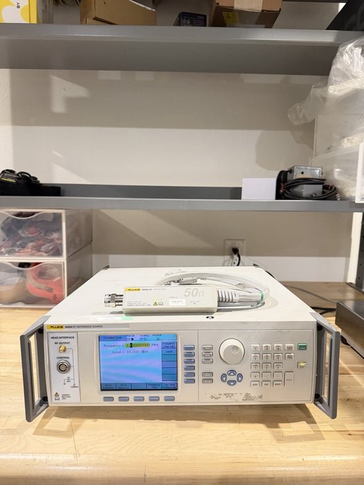 FLUKE 9640A RF REFERENCE SOURCE WITH 9640A-50 LEVELING HEAD TESTED
