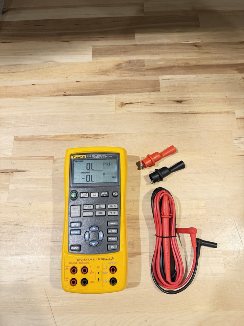 FLUKE 725 MULTIFUNCTION PROCESS CALIBRATOR WITH LEADS & CLIPS TESTED