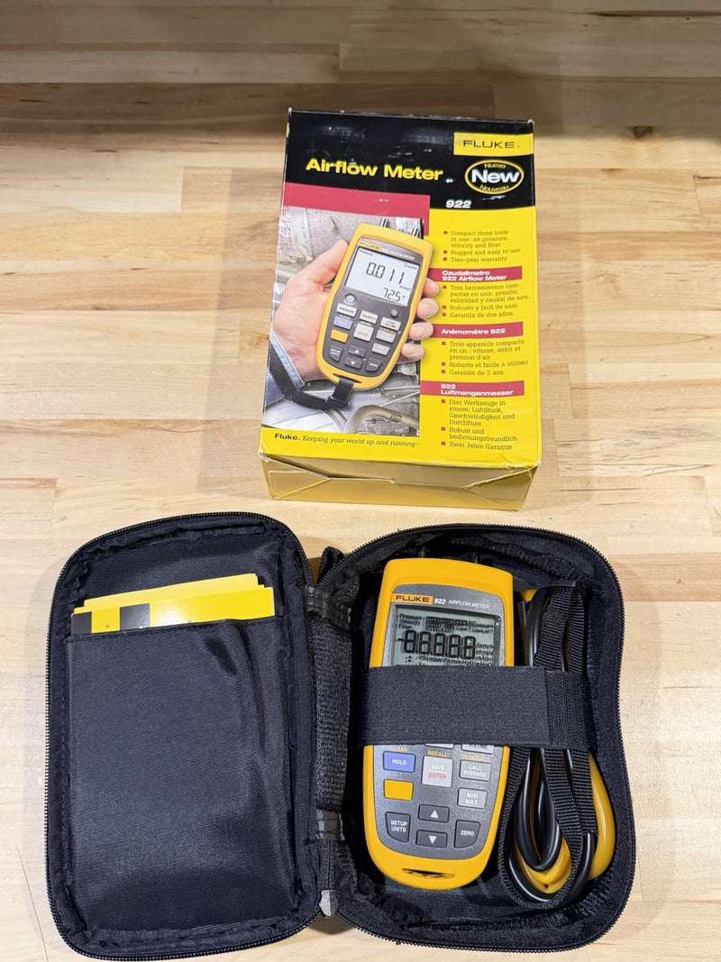 FLUKE 922 AIRFLOW METER WITH ACCESSORIES