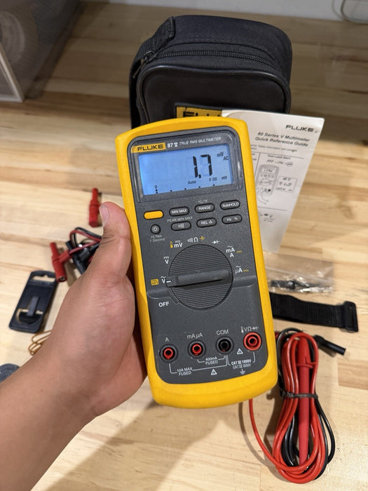 FLUKE 87V TRUE RMS MULTIMETER KIT W/ LEADS (TESTED) SHIPS FAST