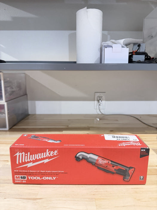 MILWAUKEE 2667-20 M18 2-SPEED 1/4" RIGHT ANGLE IMPACT DRIVER TOOL ONLY (NEW)