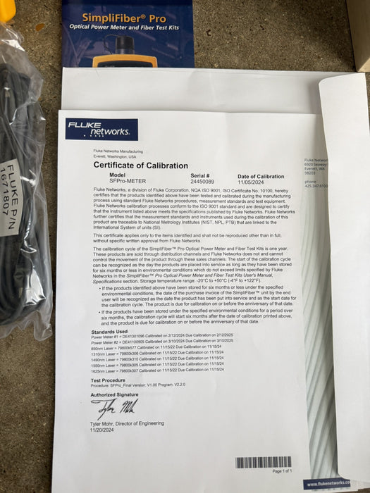 FLUKE NETWORKS FTK2000 SIMPLIFIBER SINGLE MODE 1310/1550NM FIBER VERIFICATION