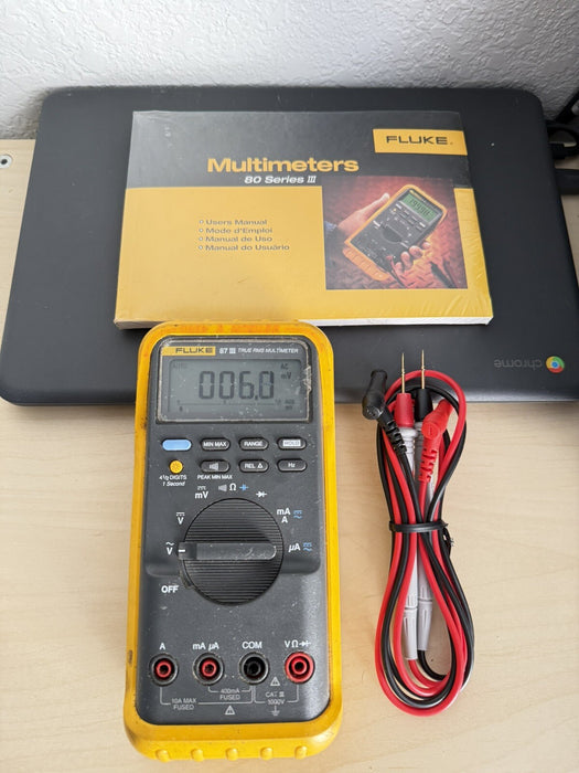 FLUKE 87 III TRUE RMS MULTIMETER WITH LEADS & MANUALS