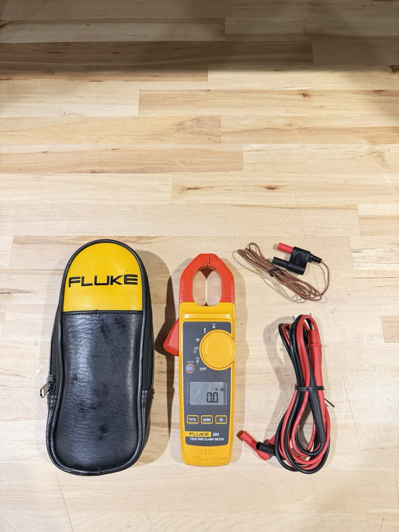 FLUKE 324 TRUE-RMS CLAMP METER WITH LEADS & CASE