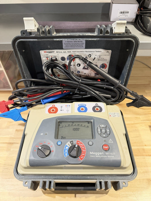 MEGGER MIT1525 15 KV HIGH VOLTAGE INSULATION RESISTANCE TESTER W/ CABLES -TESTED