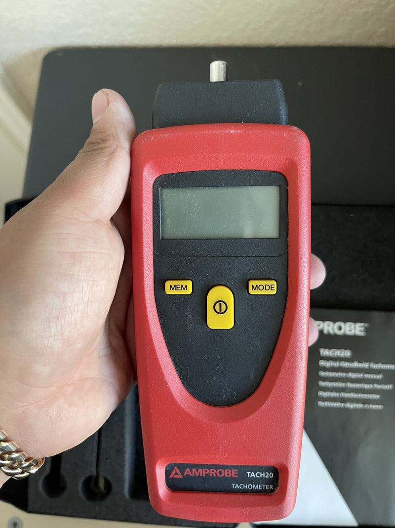 AMPROBE TACH20 DIGITAL HANDHELD TACHOMETER WITH CASE AND USER MANUAL