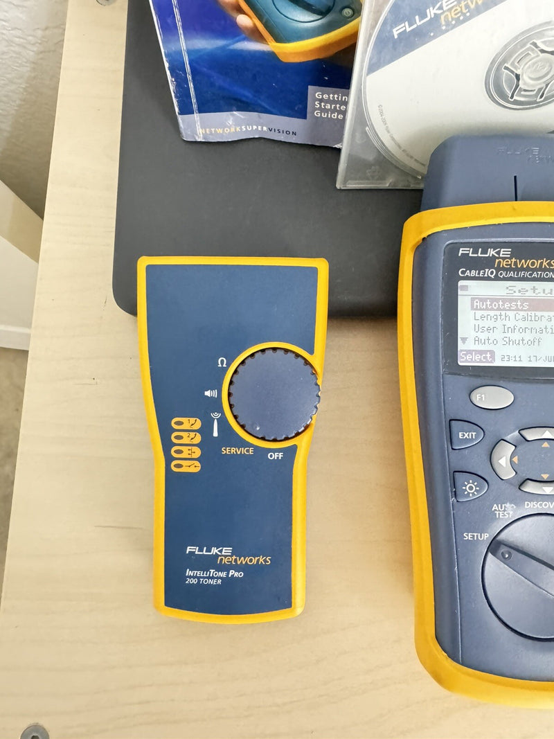 FLUKE NETWORKS CABLE IQ QUALIFICATION TESTER KIT INTELLITONE PROBE 200 & TONER