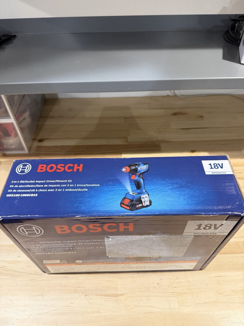 BOSCH GDX18V-1860CB15 18V IMPACT DRIVER - 1/2" WRENCH KIT (NEW SEALED)