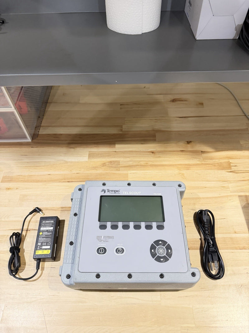 TEMPO TELSCOUT TS100 TDR REFLECTOMETER CABLE TESTER WITH LEADS & ACCESSORIES TESTED