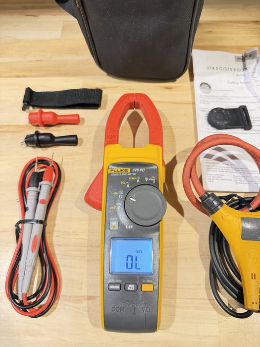 FLUKE 376FC WIRELESS TRUE RMS AC/DC CLAMP METER W/LEADS - SHIPS FAST