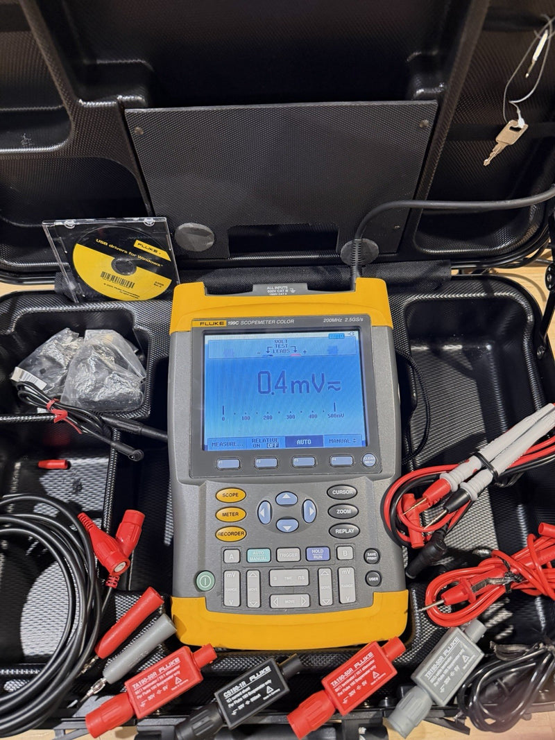 FLIKE 199C 200MHZ 2.5GS/s SCOPEMETER COLOR W/ ACCESSORIES (TESTED) SHIPS FAST