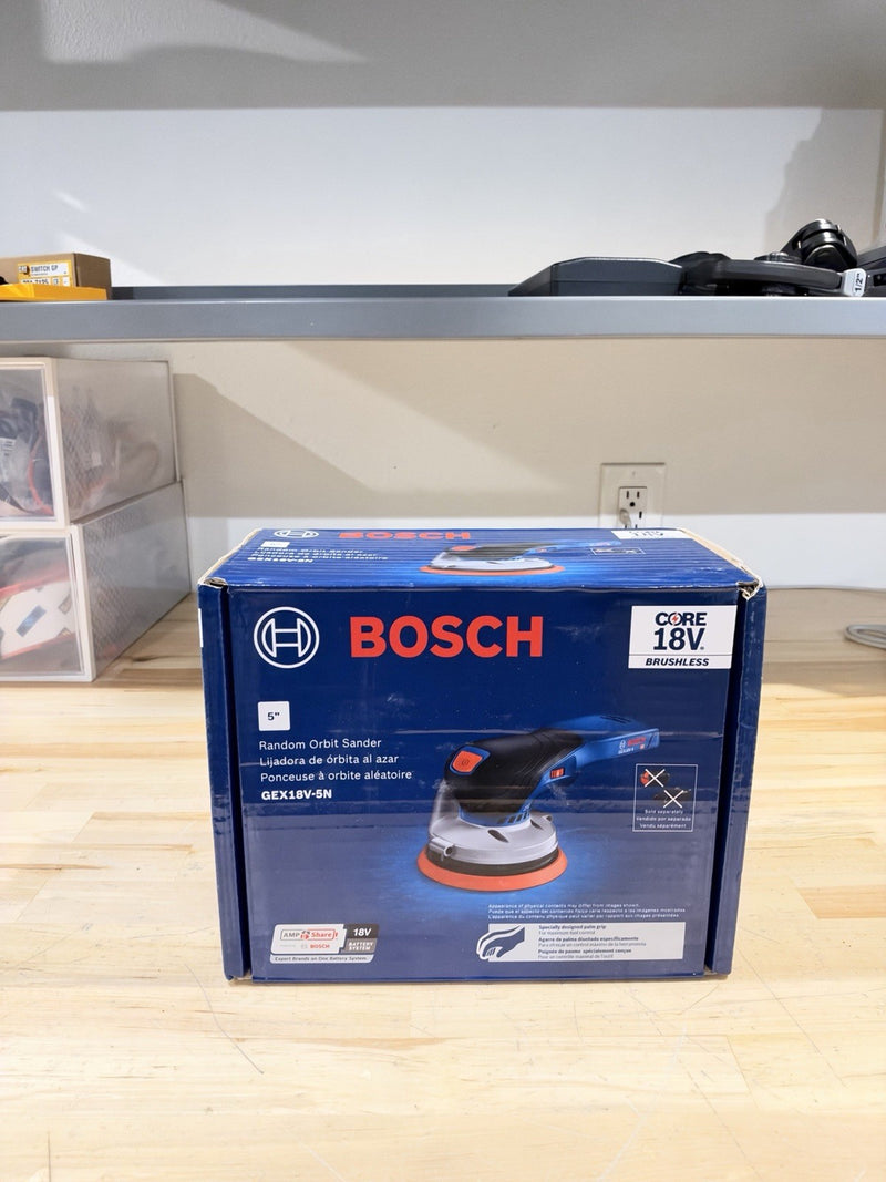 BOSCH 18V GEX18V-5N  5" ORBITAL SANDER VARIABLE SPEEL BL (TOOL ONLH) NEW IN BOX