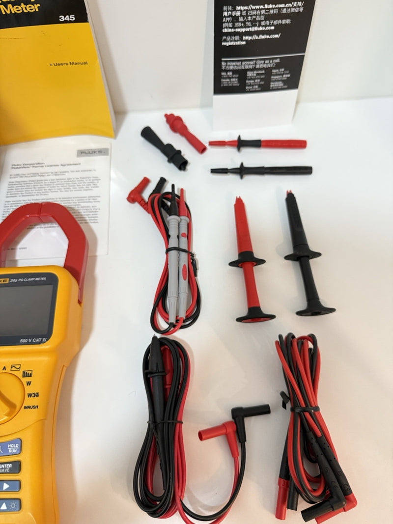 FLUKE 345 POWER QUALITY CLAMP METER WITH LEADS & ACCESSORIES TESTED