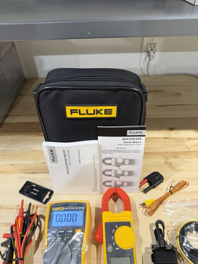 FLUKE 116/323 HVAC MULTIMETER COMBO KIT W/ ACCESSORIES TESTED SHIPS FAST NEW