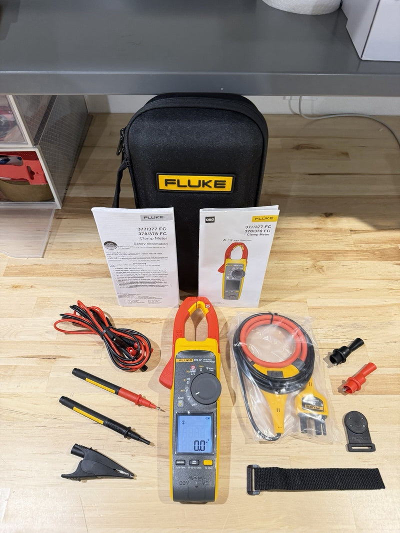 FLUKE 378 FC NON-CONTACR VOLTAGE CLAMP METER W/ LEADS & CASE - SHIPS FAST
