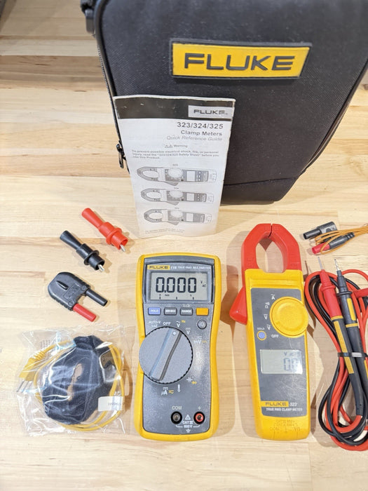 FLUKE 116/323 HVAC MULTIMETER COMBO KIT WITH ACCESSORIES TESTED