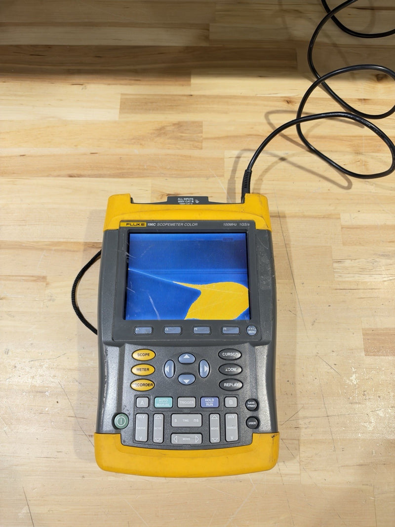 FLUKE 196C SCOPEMETER COLOR W/ LEADS 100MHZ 1GS/S (PARTS ONLY) SHIPS FAST