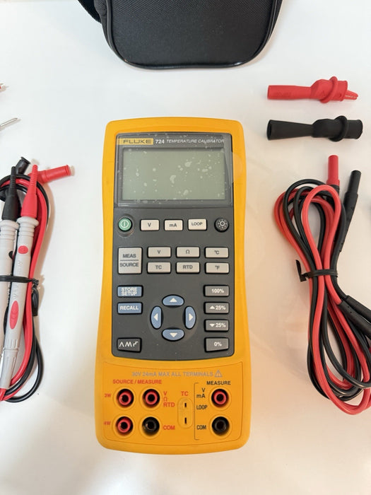 FLUKE 724 TEMPERATURE CALIBRATOR METER WITH ACCESSORIES