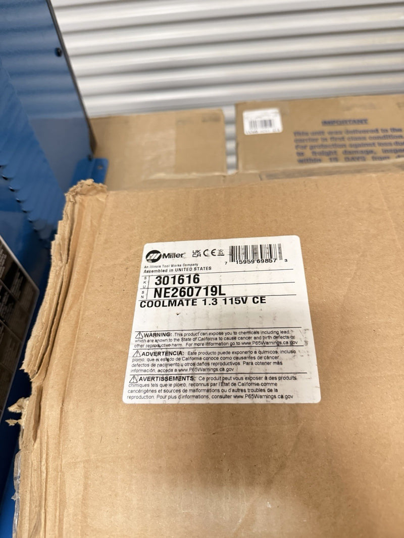 MILLER COOLMATER 1.3 115V TIG COOLER 301616 (NEW SEALED) FREE SHIPPING