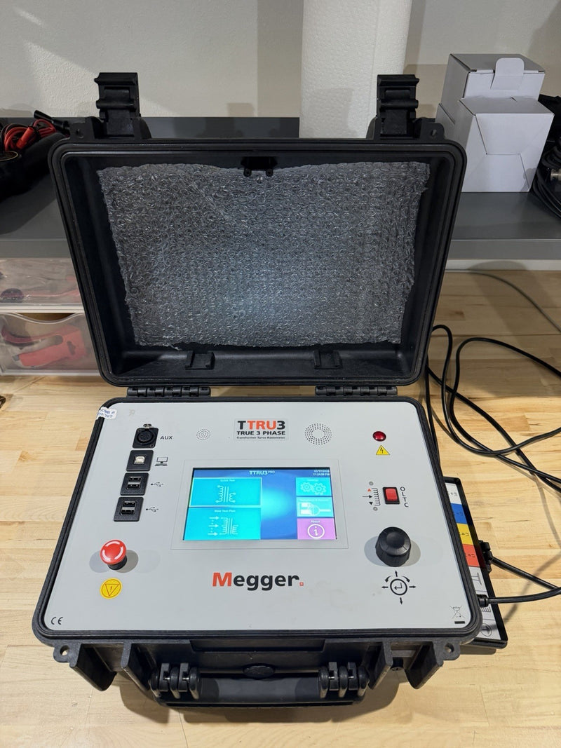 MEGGER TTRU3 PRO TRUE 3-PHASE TRANSFORMER TURNS RATIOMETER WITH CABLES TESTED
