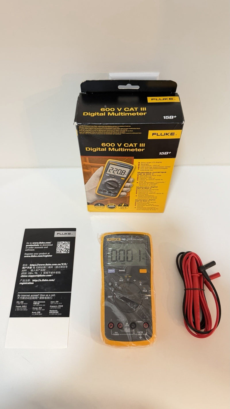 FLUKE 15B+ CAT III 600V DIGITAL MULTIMETER