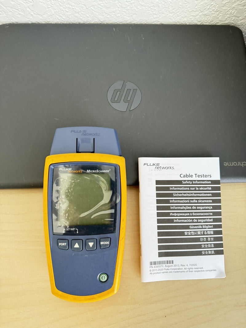 FLUKE NETWORKS MS2-100 MICROSCANNER2 NETWORK CABLE VERIFIER WITH BAG AND MANUAL