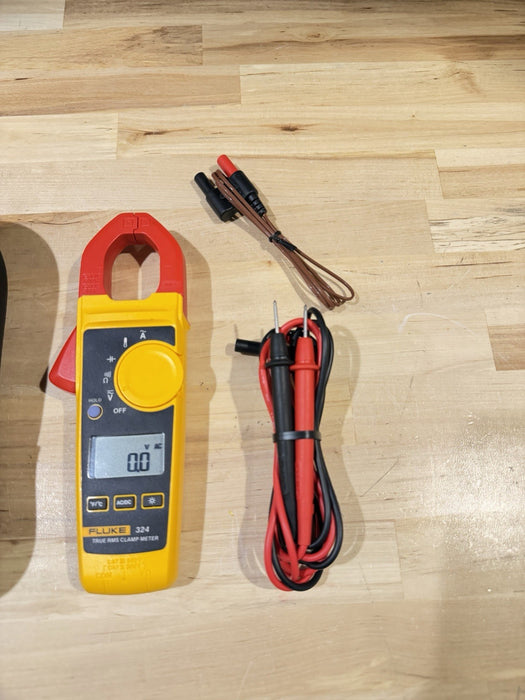 FLUKE 324 TRUE-RMS CLAMP METER W/ LEADS & CASE - SHIPS FAST