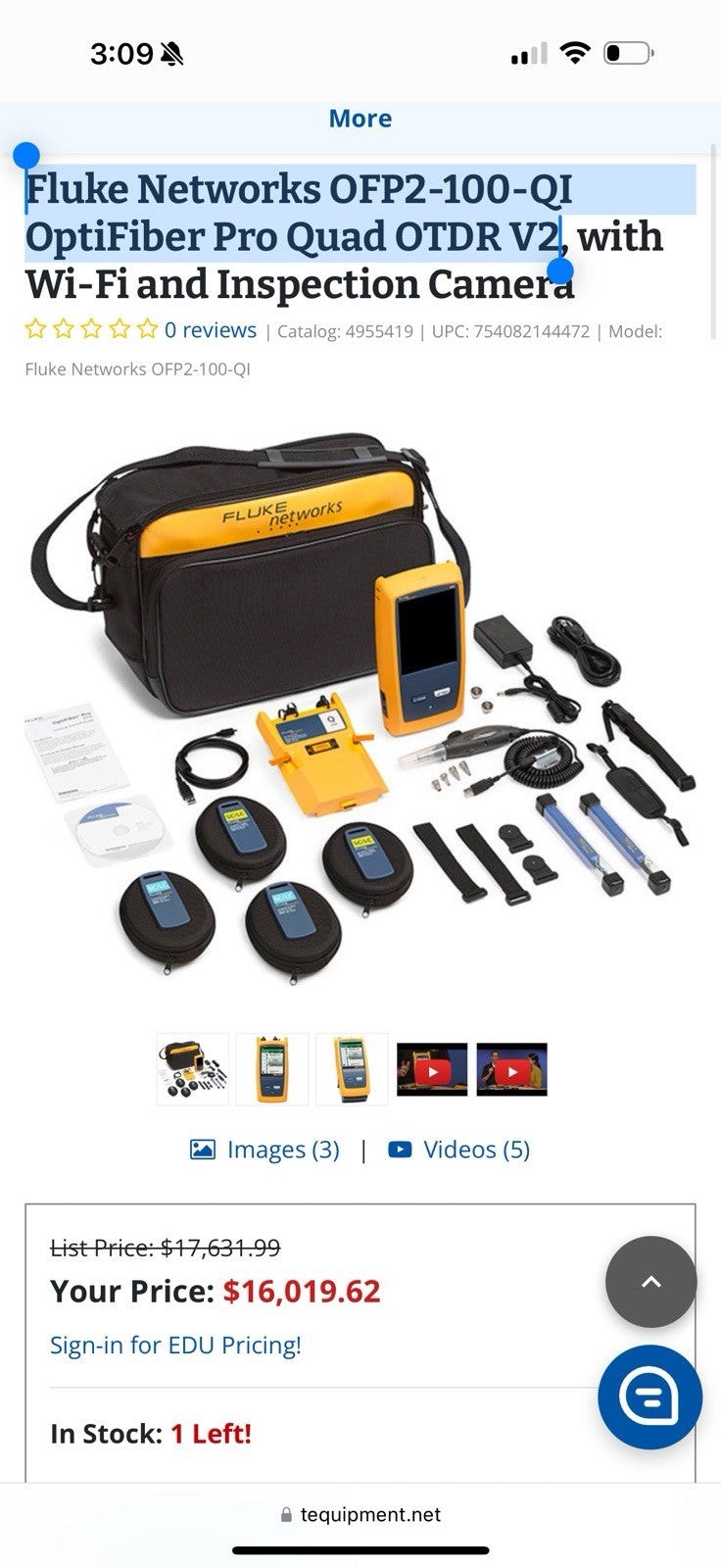 FLUKE NETWORKS VERSIV OTDR KIT WITH QUAD OTDR MODULE & ACCESSORIES