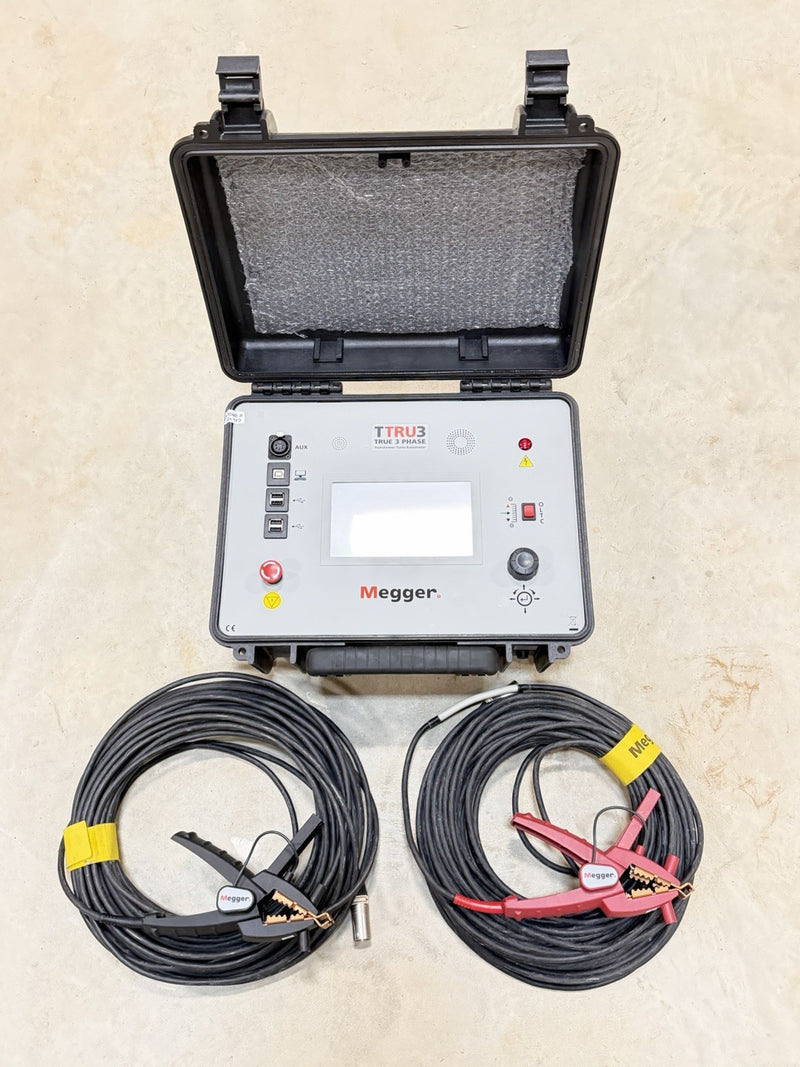 MEGGER TTRU3 PRO TRUE 3-PHASE TRANSFORMER TURNS RATIOMETER WITH CABLES TESTED