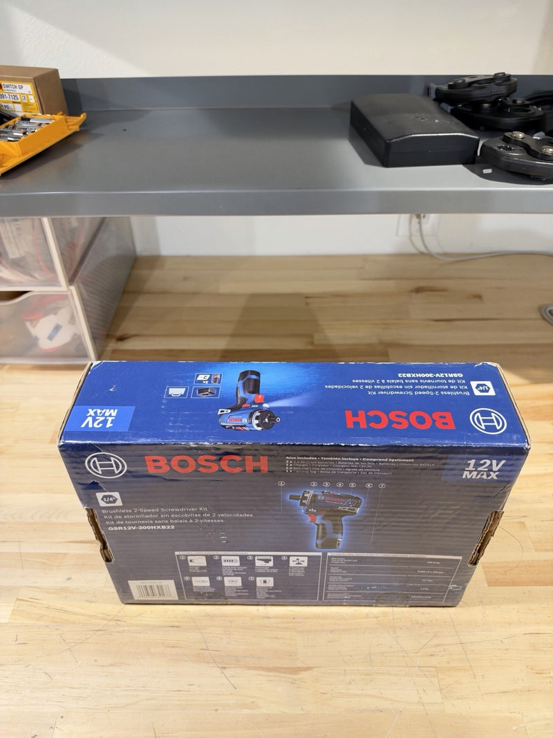 BOSCH GSR12V-300HXB22 BRUSHLESS 2 SPEED SCREWDRIVER KIT (NEW SEALED)