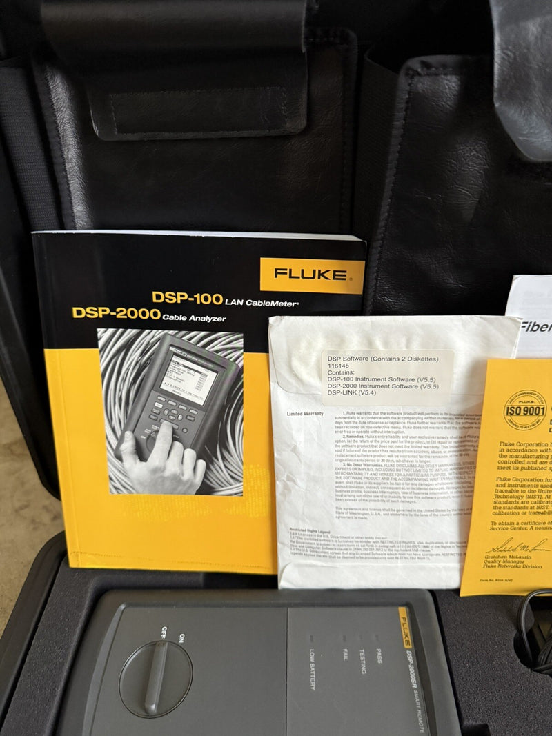FLUKE DSP-2000 CABLE ANALYZER & DSP-2000SR SMART REMOTE KIT TESTED