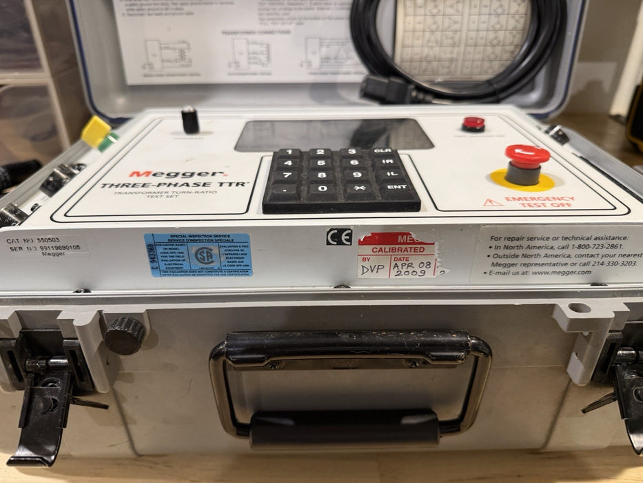 MEGGER THREE-PHASE TTR 550503 TRANSFORMER TURN-RATIO TESTER WITH LEADS TESTED