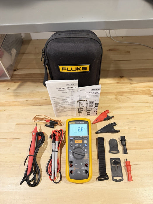 FLUKE 1587 FC 2 IN 1 HANDHELD DIGITAL INSULATION MULTIMETER W/ ACCESSORIES