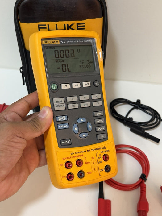 FLUKE 724 TEMPERATURE CALIBRATOR METER W/ LEADS & ACCESSORIES (TESTED)SHIPS FAST