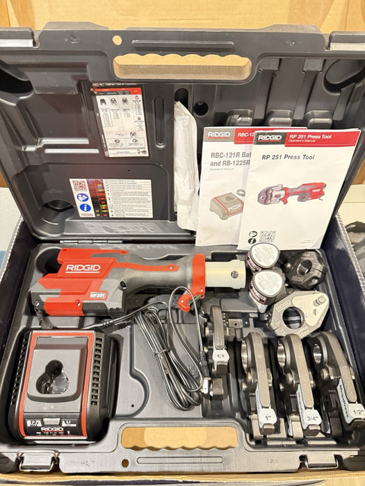 RIDGID RP251 PRESSTOOL KIT 1/2"-1" & MEGAPRESS JAWS 1/2"-3/4 RINGS 78228