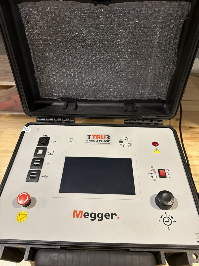 MEGGER TTRU3 PRO TRUE 3-PHASE TRANSFORMER TURNS RATIOMETER WITH CABLES TESTED