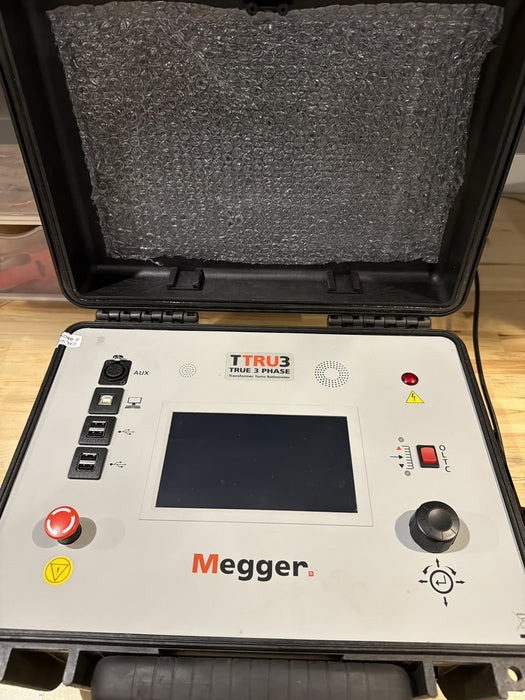 MEGGER TTRU3 PRO TRUE 3-PHASE TRANSFORMER TURNS RATIOMETER WITH CABLES TESTED