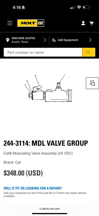 CAT 244-3114 MODULATING VALVE GENUINE OEM NEW