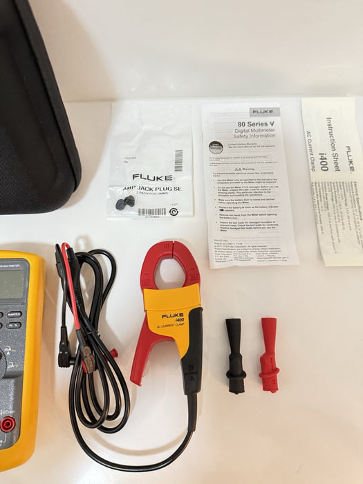 FLUKE 87 V MULTIMETER COMBI KIT W/ i400 CLAMP & LEADS - SHIPS FAST (NEW)