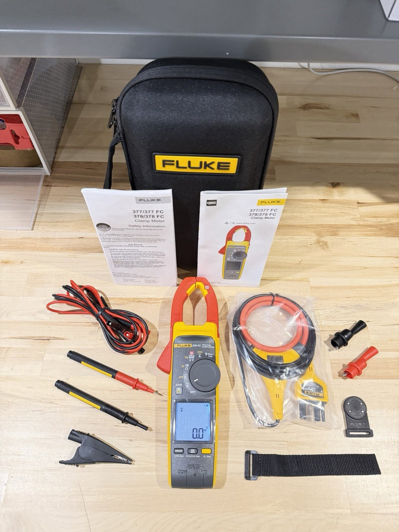 FLUKE 378 FC NON-CONTACR VOLTAGE CLAMP METER W/ LEADS & CASE - SHIPS FAST