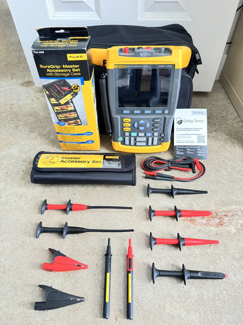 FLUKE 225C SCOPE METER OSCILLOSCOPE WITH TLK225 LEAD KIT