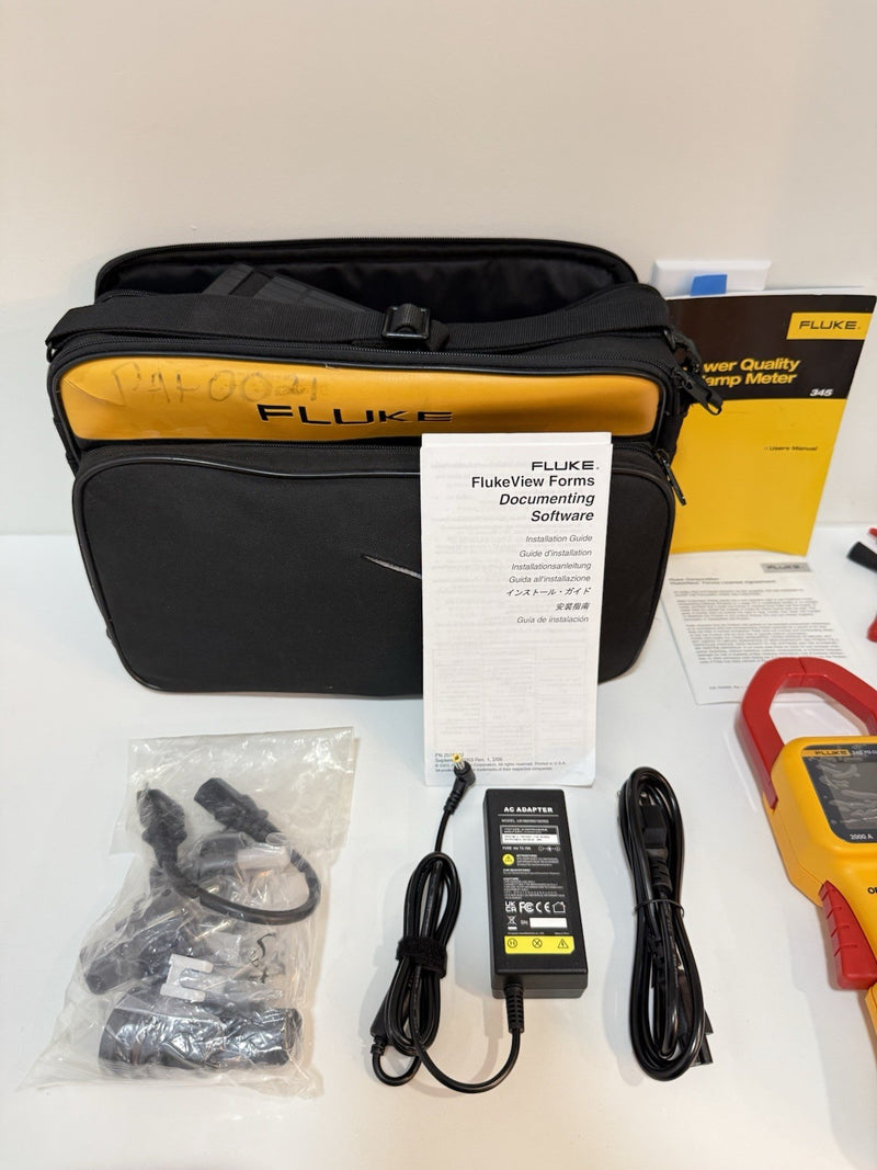 FLUKE 345 POWER QUALITY CLAMP METER W/LEADS & ACCESSORIES TESTED SHIPS FREE