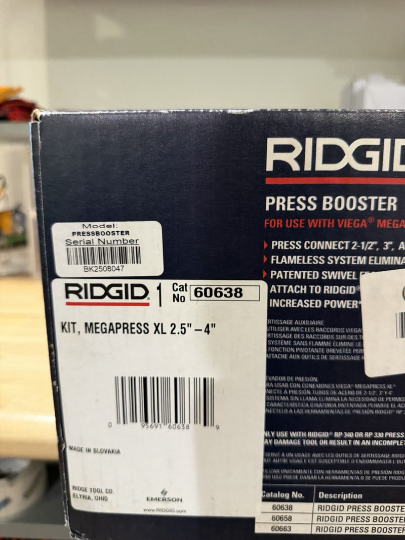 RIDGID 60638 2-1/2" TO 4" MEGAPRESS JAW KIT & PRESS BOOSTER WITH CARRYING CASE