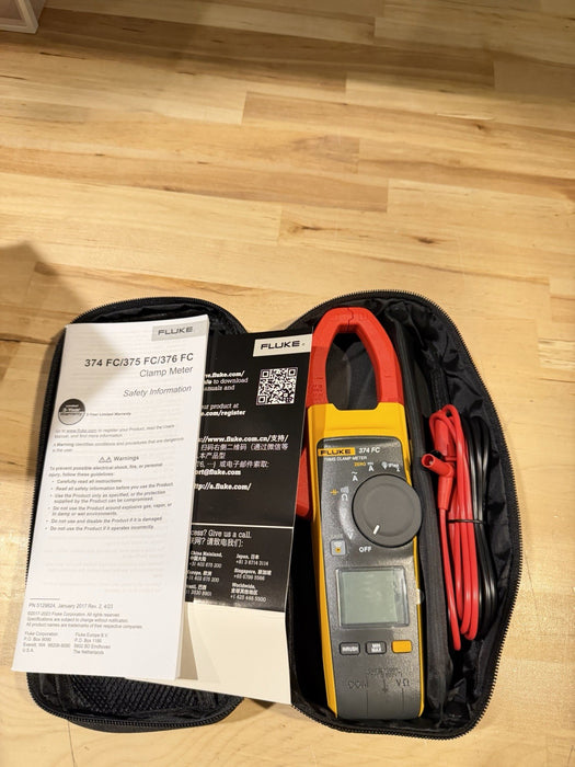 FLUKE 374 FC TRMS CLAMP METER WITH LEADS & CLIPS TESTED