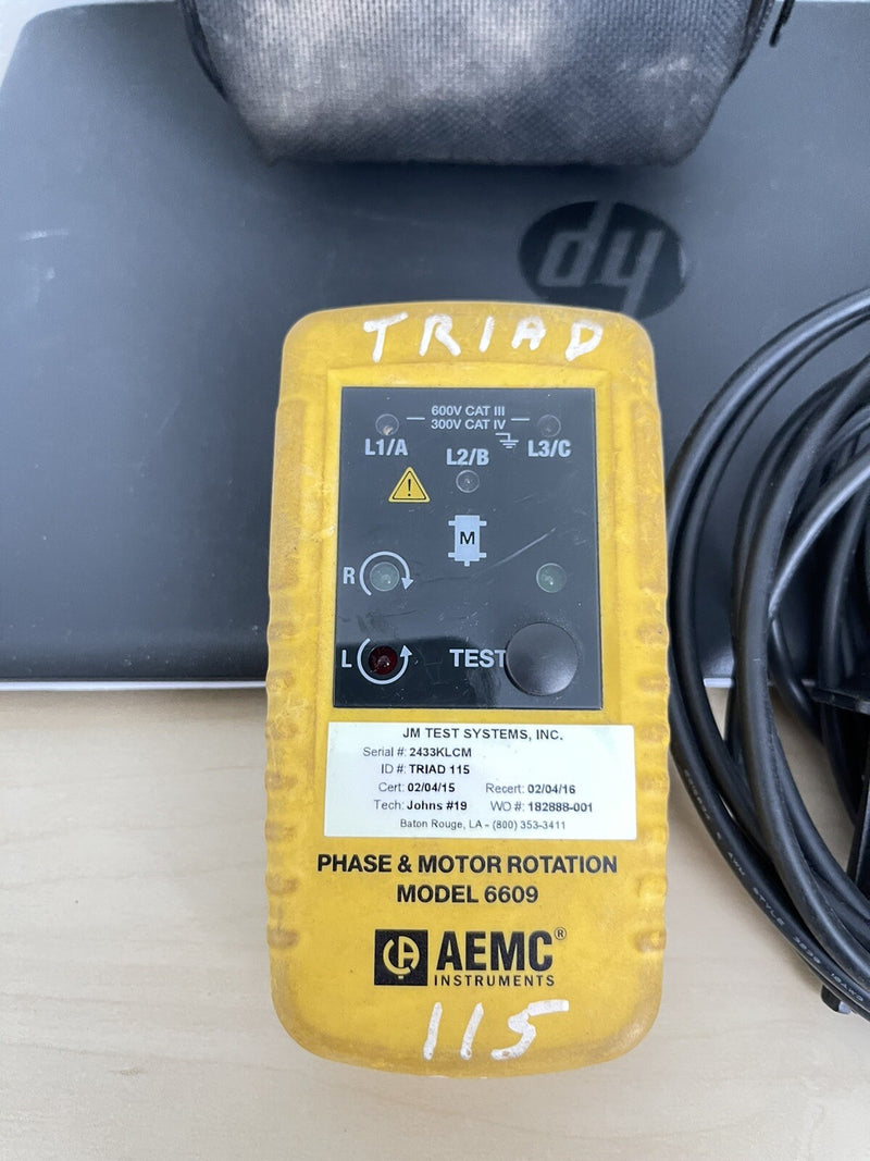 AEMC 6609 PHASE & MOTOR ROTATION METER FOR PARTS