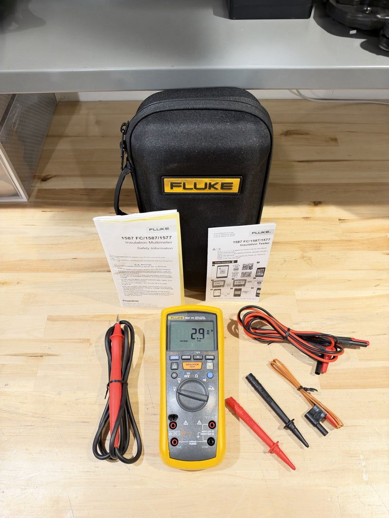 FLUKE 1587 FC 2 IN 1 HANDHELD DIGITAL INSULATION MULTIMETER W/ ACCESSORIES