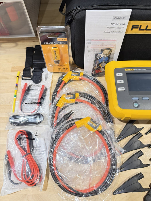 FLUKE 1738 POWER LOGGER KIT 3 PHASE W/ACCESSORIES (TESTED) FREE SHIPPING