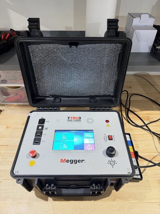 MEGGER TTRU3 PRO TRUE 3-PHASE TRANSFORMER TURNS RATIOMETER WITH CABLES TESTED