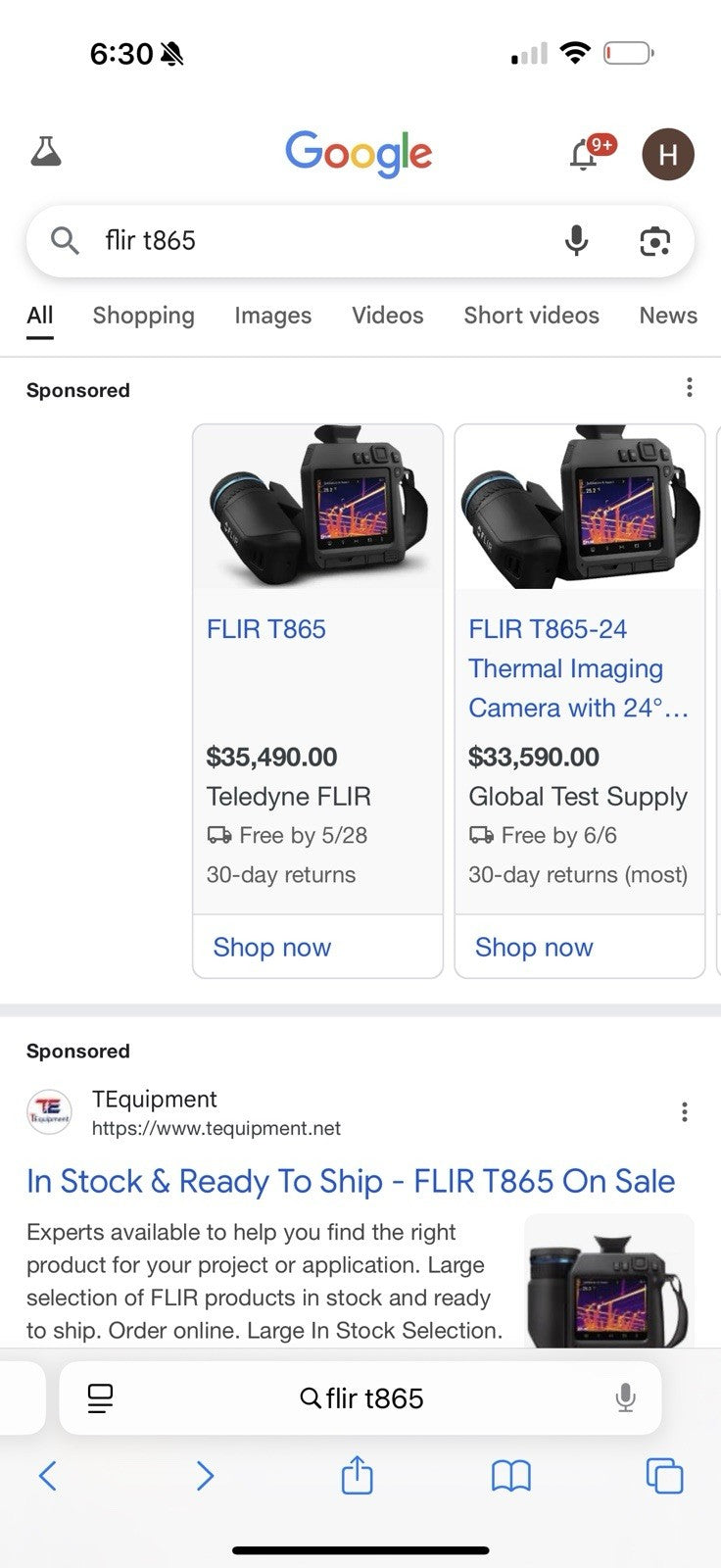 FLIR T865 THERMAL IMAGING CAMERA W 24° LENS 640 X 480 2025