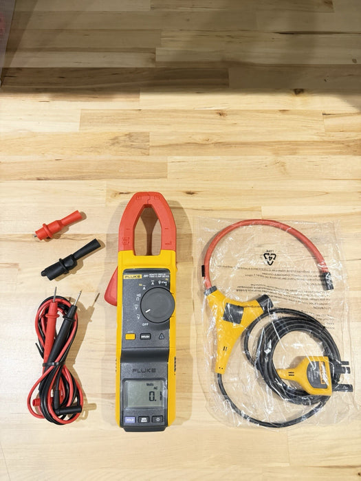 FLUKE 381 REMOTE DISPLAY TRMS CLAMP METER WITH ACCESSORIES TESTED